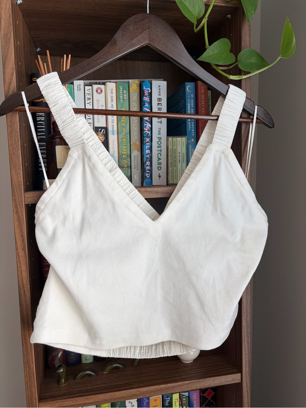 Anthropologie Cream V-Neck Ribbed Camisole